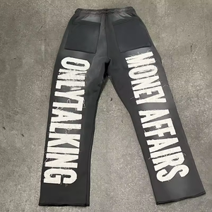 Pantalon de survêtement en toile Hip Hop pour hommes personnalisé 100% coton lourd vieilli pour ourlet évasé - Product Image 1