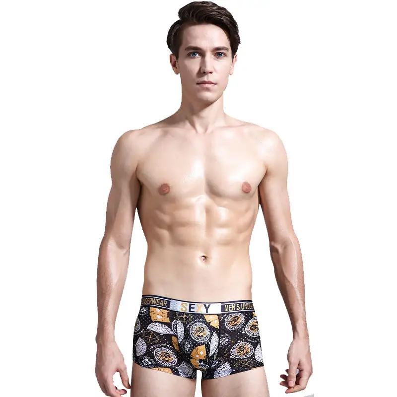 Quick-drying Men's Underwear Ice Silky Print Boxer Shorts Breathable Men's Underwear Boxer Briefs For Men Custom
