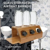 Récipients de rangement pour aliments en bambou transparent avec couvercle en bambou hermétique, outils rectangulaires, céréales, grains de café, support