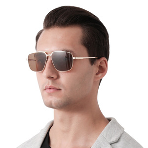 Lunettes de soleil aviateur classiques, monture métallique, protection UV400, unisexe, verres carrés en PC, pour la pêche, les voyages, la conduite, la mode - Product Image 4