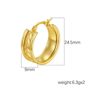 Pendientes de aro vintage Resoul PVD dorados, joyería impermeable, aretes que no se deslustran, accesorios de moda para mujer. - Product Image 3