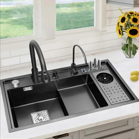 Nouveau design Évier de cuisine en deux étapes intelligent en acier inoxydable 304 élégant à bol unique fait à la main