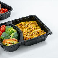 Offre Spéciale – Boîte à lunch rectangulaire jetable de 1350 ml, prix usine, compatible micro-ondes, conteneur de préparation de repas à 2 compartiments avec couvercles transparents