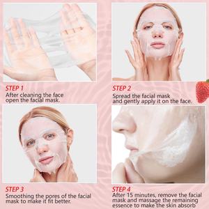 Masques faciaux coréens pour le soin de la peau, hydratants, apaisants, calmants, masque en feuille pour le visage à la fraise et au collagène - Product Image 5