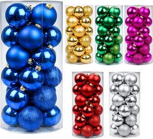 24 pièces de fournitures de Noël en gros, décorations pour arbre de Noël, boules décoratives, pendentifs, 4/6/8 cm, ensemble de boules de Noël colorées - Product Image 1