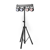 Luces LED de escenario a batería al por mayor, foco PAR de 4 cabezales con control remoto DMX512, sistema de iluminación para DJ con soporte