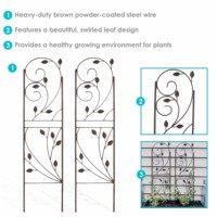 Treillis métallique décoratif à motif de feuilles, support pour plantes grimpantes en pot, piquet pour clématites et lierre, pour jardin extérieur