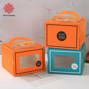 กล่องเค้กทรงสี่เหลี่ยม Baoren พร้อมหูหิ้ว หน้าต่างแบบไดคัท พิมพ์สี่สี กล่องกระดาษแข็ง กล่องเค้กอะคริลิค กล่องเค้กแบบกำหนดเอง - Product Image 5