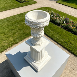 Vase décoratif en marbre sculpté à la main de style néoclassique pour jardin et parc, pot de fleurs en marbre blanc, pot de fleurs en pierre pour jardin - Product Image 6