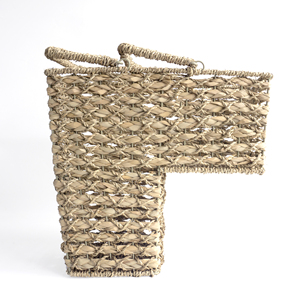 XH Nhỏ Handmade Dệt Màu Tự Nhiên Thân Hoặc Lá Của Cattail Cỏ Biển Cầu Thang Bước Lưu Trữ Giỏ Với Xử Lý - Product Image 1