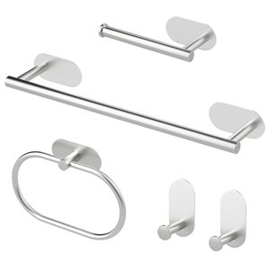 Set Perlengkapan Kamar Mandi 5 Buah Gantungan Handuk Cincin Handuk Tempat Tisu Toilet Gantungan Jubah Bahan Stainless Steel Perlengkapan Aksesori Kamar Mandi - Product Image 2