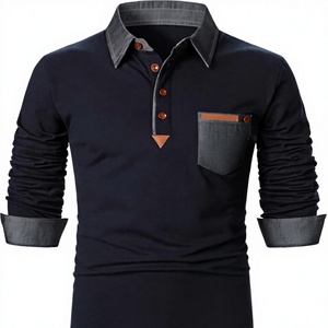 Custom Logo Solid Breathable Knitted Polyester Men <b>Long</b> Sleeve Shirt Front Logo Color <b>Matching</b> Lapel Pocket Digital Printing Top - Product Image 3