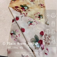 Tissu en crêpe de Chine uni beige à imprimé floral fraise, anti-plis, respirant et doux pour vêtements féminins - Meilleure vente