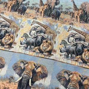 Tela <span class=keywords><strong>de</strong></span> tapicería <span class=keywords><strong>de</strong></span> Jacquard <span class=keywords><strong>de</strong></span> animales africanos | Tapiz <span class=keywords><strong>de</strong></span> jirafa, cebra, León, Búfalo, elefante para bolsa/almohada - Product Image 3