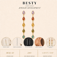 Boucles d'oreilles pendantes en zircon en forme de goutte d'eau cinq couleurs, bijoux fantaisie pour femmes, cadeaux pour femmes