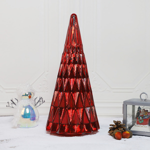 Árbol de Navidad de cristal rojo mercury, árbol de Navidad iluminado, decoración de mesa, Juego de 3 - Product Image 3