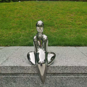 Stainless Steel Abstract Figure Sculpture Outdoor Garden Decor Mirror Finish Floor Mount Customizable Size - Product Image 4