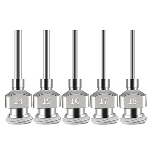 ปลายเข็มจ่ายโลหะ 14 15 16 17 18 สแตนเลสสตีลเกลียวคู่สำหรับเครื่องจ่ายเทป - Product Image 1