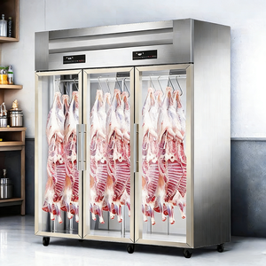 Réfrigérateur commercial à température unique en acier inoxydable pour boucheries Crochets suspendus Étagères en verre Refroidissement direct - Product Image 3