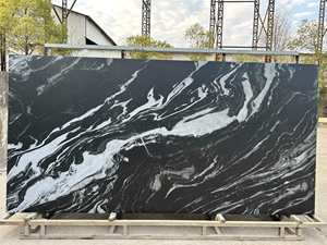 Gran oferta, losa de <span class=keywords><strong>piedra</strong></span> sinterizada de 1600*3200*12MM con aspecto de mármol Natural de tamaño Ultra mate negro para sala de estar - Product Image 3