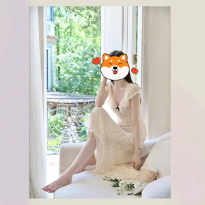 First Love Pure Sweet Dress V Neck Floral Print Long Dress For Daily Wear Summer 2026 New Arrival - Product Image 5