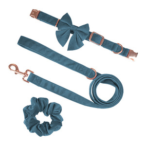 Lüks kadife köpek tasması ile gül altın <span class=keywords><strong>Metal</strong></span> toka köpek tasması ile Sailor papyon köpek kurşun - Product Image 4