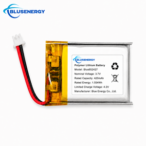 Batterie rechargeable au lithium-ion polymère 3,7 V 420 mAh 652427 avec connecteur de câble JST à 2 broches pour petits appareils électroniques - Product Image 1