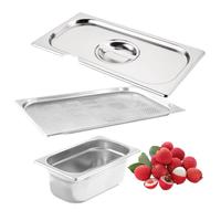 Plateau de buffet empilable SUNMAX 2/1 en acier inoxydable 201/304, couleur argent, pour hôtel, avec couvercle Gastronorm GN