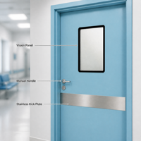 DUSHI Porte médicale battante manuelle personnalisable avec stores intégrés, en acier inoxydable, antibactérienne, hermétique, conception pour salle blanche, extérieur