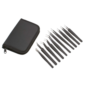 Kit de 10 pinces à épiler incurvées de précision en acier inoxydable antistatique et durables pour extensions de cils, artisanat, bijoux et beauté - Modèle 2026 - Product Image 3