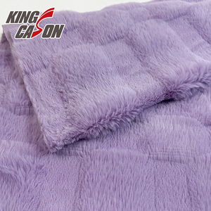 KINGCASON Fabrication directe 100% polyester 235cm 320gsm Couleur unie violette Nouveau motif carré 3D Fourrure de <span class=keywords><strong>lapin</strong></span> pour literie égyptienne - Product Image 5