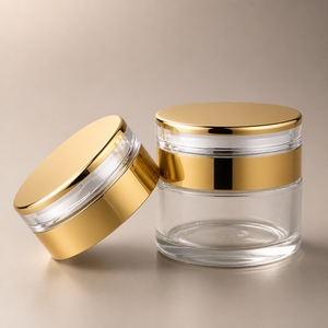Clear Glass Jar with Gold Lid 6oz 8oz 10oz Electroplated Luxury Candle Body Scrub <b>Bath</b> Salt Hotel Boutique Gift Supplier - Product Image 2