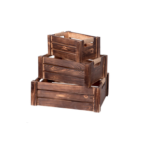 Set di 3 rustiche casse di nidificazione in <span class=keywords><strong>legno</strong></span> fattoria contenitore di stoccaggio in <span class=keywords><strong>legno</strong></span> scatole con manici ritagliati cestini in <span class=keywords><strong>legno</strong></span> per la visualizzazione - Product Image 2