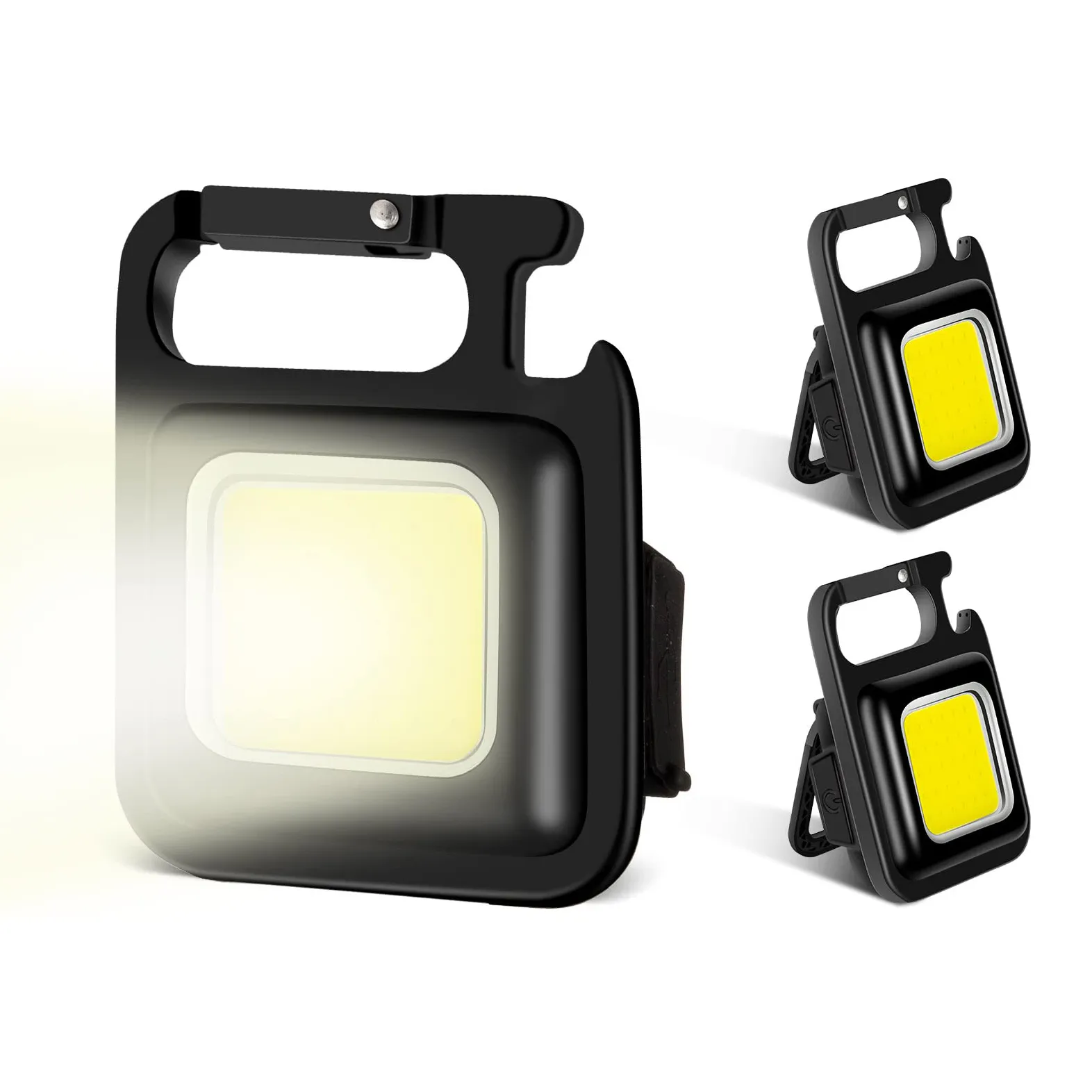 Mini linterna portátil de 3 modos de luz, recargable por USB, LED brillante, luz de trabajo, linterna de bolsillo pequeña, llavero de Camping, luz COB