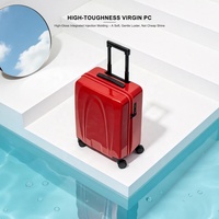Valise cabine 20 pouces en polycarbonate souple de qualité supérieure, légère et durable, pour voyages d'affaires, avec roulettes pivotantes et serrure.