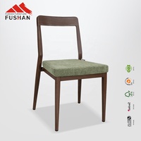 Ensemble de table et de chaises de restaurant en métal imitation bois, style nordique, avec coussin en tissu, meubles de salle à manger commerciaux pour café et bistrot