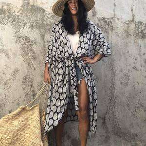 2025 chemisier en coton imprimé feuilles florales un cardigan de style soutien-gorge pour la protection solaire pour les <span class=keywords><strong>vacances</strong></span> et les vêtements de plage - Product Image 6