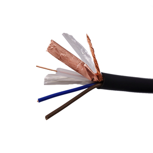 OEM CCS CCA COPPER BC <span class=keywords><strong>RG59</strong></span> 2 <span class=keywords><strong>DC</strong></span> 2c siamois RG6 avec alimentation 0.75mm2 RG58 Economy + 2x0.50 75 Ohm CCTV Camera Coaxial Cable - Product Image 1
