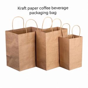 Custom Your Own Logo Size Color Cheap Food Take Away Bown Kraft Paper <b>Bag</b> with Handle - Product Image 2