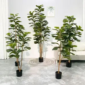 ornamental artificial pot plant tree bonsai green ficus leaves plant indoor home decoration
