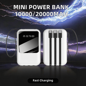 Mini Portable Power Bank 10000mAh LED Display Mobile <b>Charger</b> With Built-in Cables USB Travel Battery Pack - Product Image 2