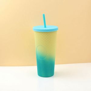 Wholesale Bulk Custom Tumbler Cup Logo Black Matte Boba Drink Tumblr Reusable 24oz <b>Plastic</b> Cold Cups Lid Straw Minimalist - Product Image 3