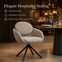 Ensemble de salle à manger à dossier rond en chanvre, tissage bouclé avec pied étoile pivotant en cannelle pour Atrium Cafe et Artisan Cafe