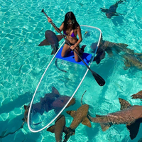 Planche de paddle transparente anti-choc, fond transparent, durable, en vente