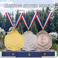 Médailles en argent personnalisées de haute qualité, en alliage de zinc durable, gravées, impression UV, sérigraphie, plaque de trophée sportive pour les vainqueurs