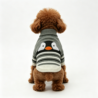 Vêtements d'hiver pour chien en tricot, col roulé rayé avec motif pingouin, vêtements chauds pour animaux de compagnie, chien, chat