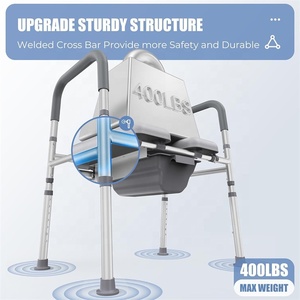 Rehausseur de toilettes MSMT avec poignées, rehausseur de toilettes allongé avec <span class=keywords><strong>siège</strong></span> souple et large, réglable à côté de la commode avec cadre de sécurité - Product Image 3