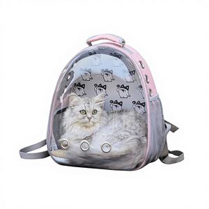 <span class=keywords><strong>Sac</strong></span> à <span class=keywords><strong>dos</strong></span> panoramique transparent pour chat et chien en PC Oxford classique |   Capsule pour animaux de compagnie pliable, respirante, légère, portable, avec fermeture éclair - Product Image 1