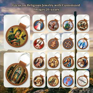 GIVELUCK Llavero de cuero Imagen de joyería religiosa "Nuestra Señora del Perpetuo Socorro" Patrón personalizado para personalizar al por mayor - Product Image 5