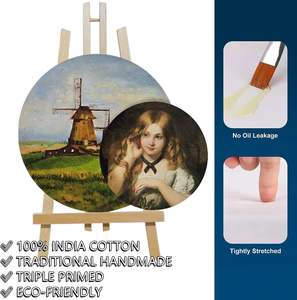 Profesyonel daire gerilmiş yuvarlak tuval streç tuval 10cm yuvarlak tahta çerçeve - Product Image 4